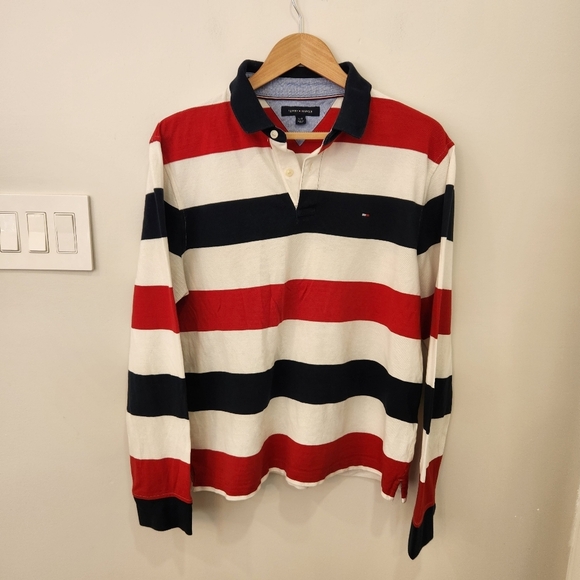 Tommy Hilfiger Other - Vintage Tommy Hilfiger Rugby Shirt Striped Mens Large Preppy Pique Cotton